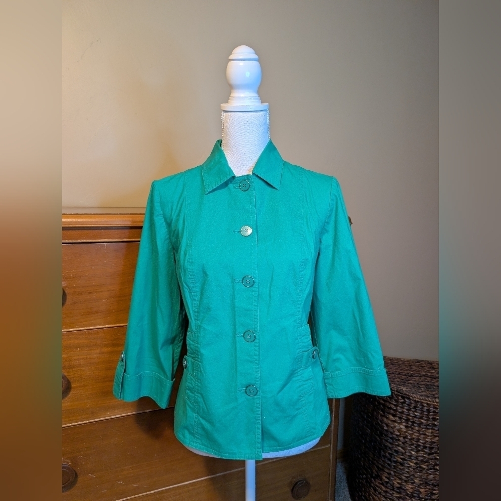 Chico’s Kelly Green 3/4 sleeve Cargo Jacket